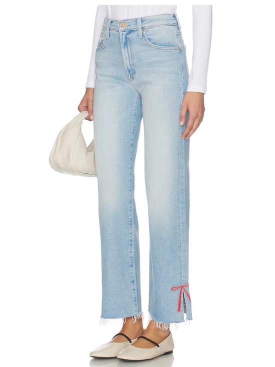 MOTHER Denim - MOTHER The Rambler Zip Slice Hover Jeans in Complete 360 Embroidered Bow Sz: 26
